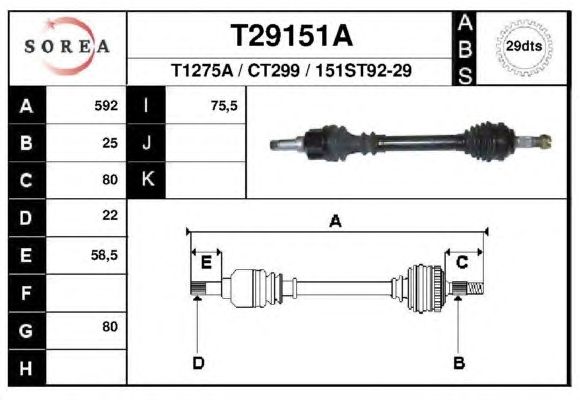 Aandrijfas ruil 32725L