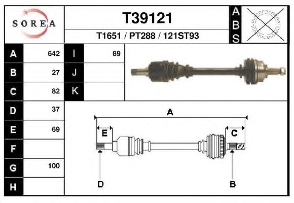Aandrijfas nieuw 3272SP