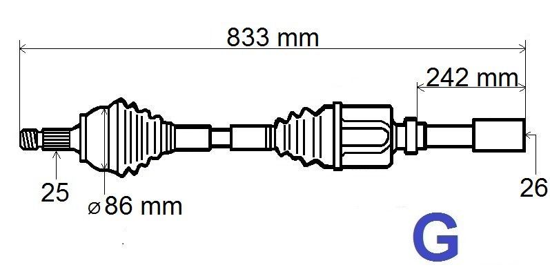 Aandrijfas nieuw 3273LQ