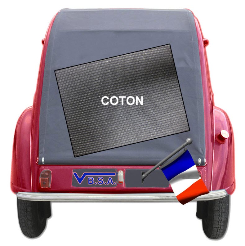2CV dak katoen (buitensluiting) lang model zwart kleine achterruit 114-L-P-COTON-NOIR